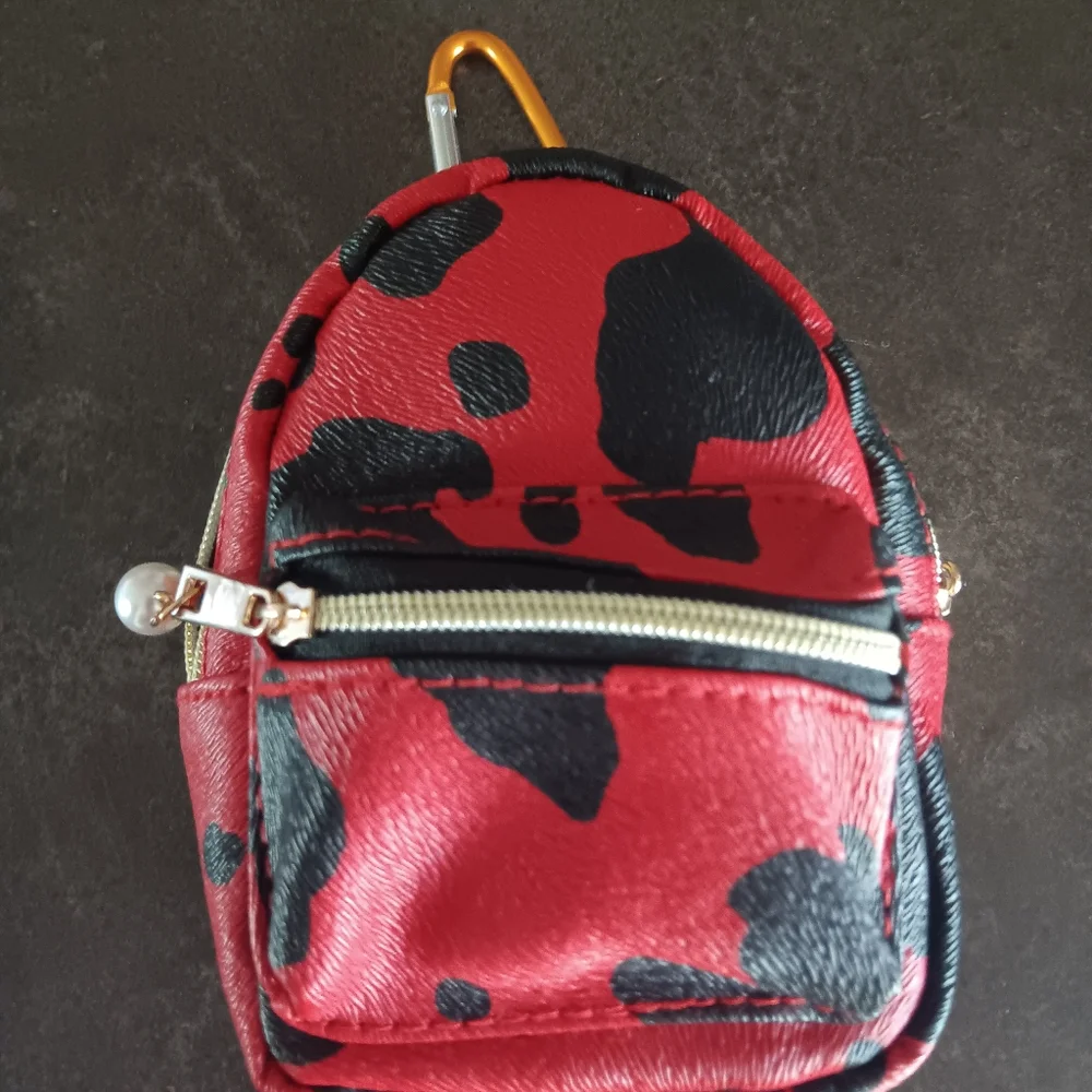 Red and Black Women's Mini Backpack Charm